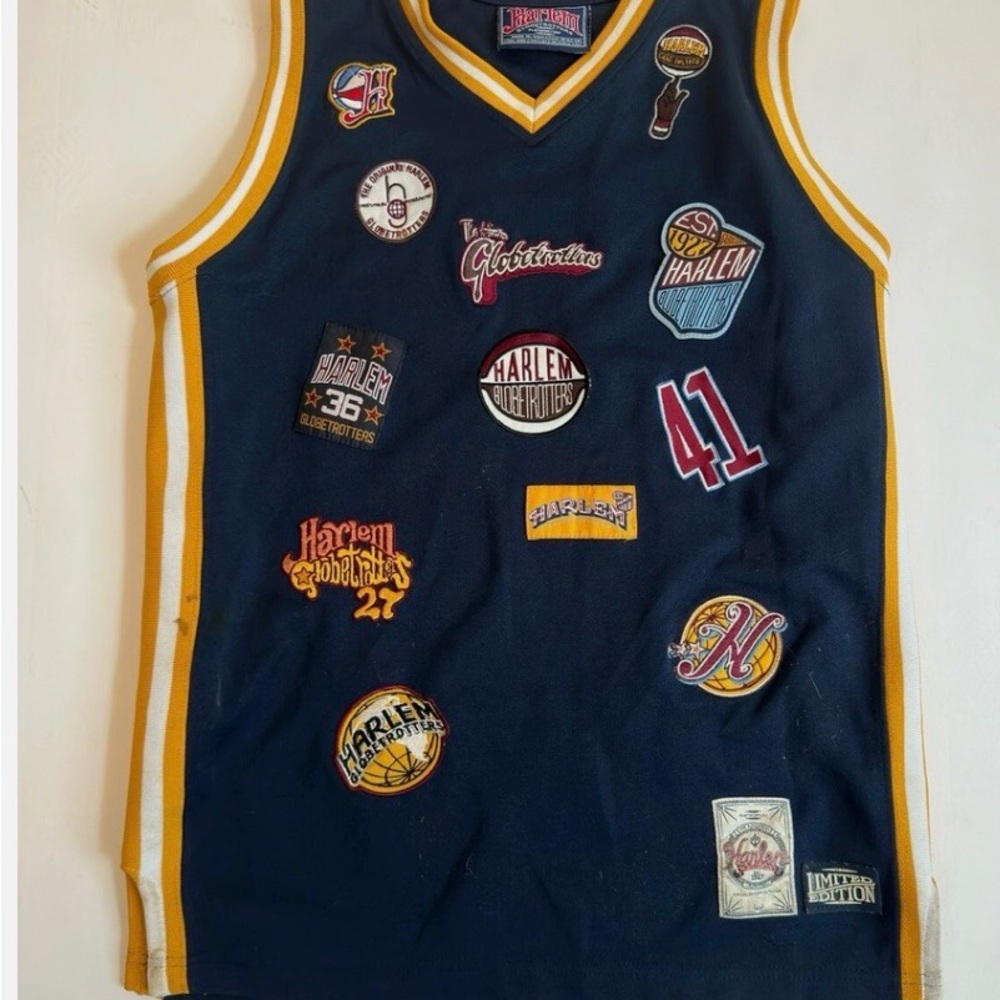 Harlem Globetrotters Kids Navy Patch Appliqué Basketball Jersey